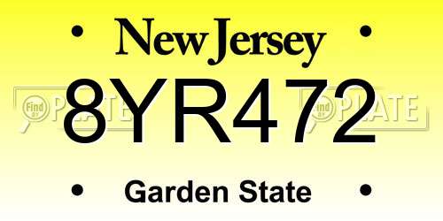 8YR472 New Jersey License Plate