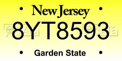 8YT8593 New Jersey License Plate