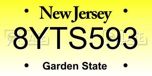 8YTS593 New Jersey License Plate