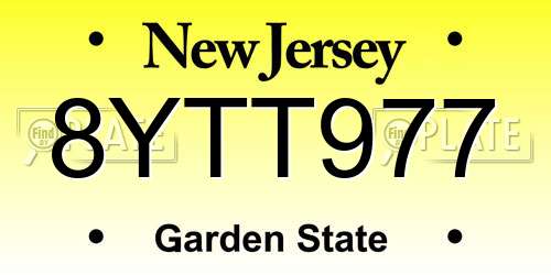 8YTT977 New Jersey License Plate
