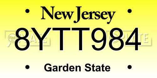 8YTT984 New Jersey License Plate