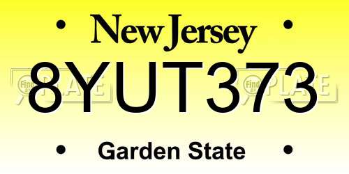 8YUT373 New Jersey License Plate