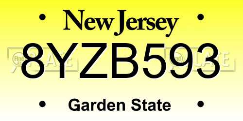 8YZB593 New Jersey License Plate