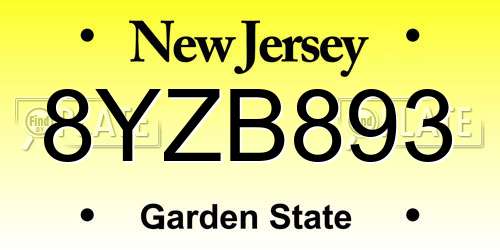 8YZB893 New Jersey License Plate