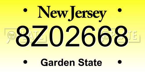 8Z02668 New Jersey License Plate
