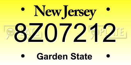 8Z07212 New Jersey License Plate