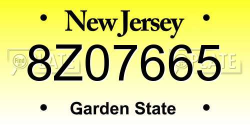 8Z07665 New Jersey License Plate