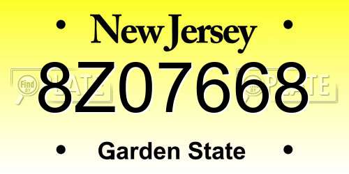 8Z07668 New Jersey License Plate