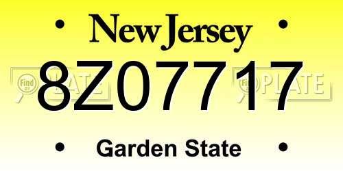 8Z07717 New Jersey License Plate