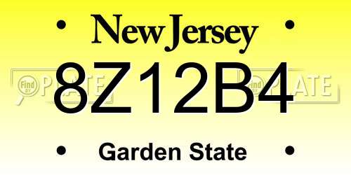 8Z12B4 New Jersey License Plate