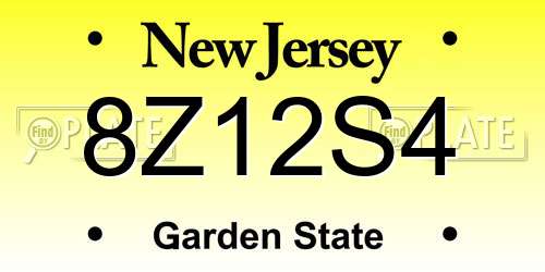 8Z12S4 New Jersey License Plate