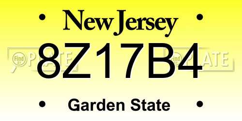 8Z17B4 New Jersey License Plate