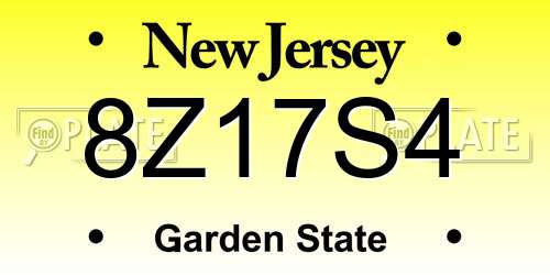 8Z17S4 New Jersey License Plate