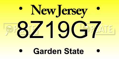 8Z19G7 New Jersey License Plate