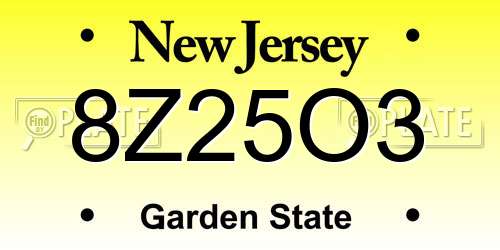8Z25O3 New Jersey License Plate