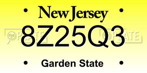 8Z25Q3 New Jersey License Plate