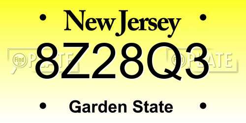 8Z28Q3 New Jersey License Plate
