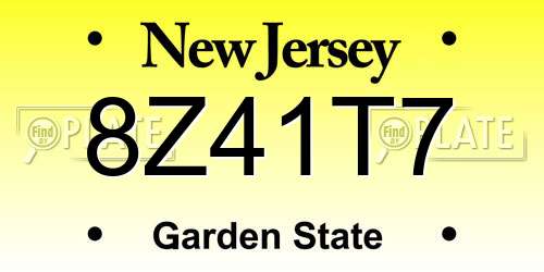 8Z41T7 New Jersey License Plate