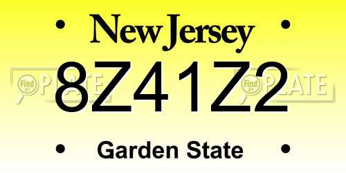 8Z41Z2 New Jersey License Plate
