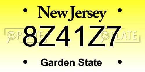 8Z41Z7 New Jersey License Plate