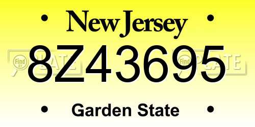 8Z43695 New Jersey License Plate