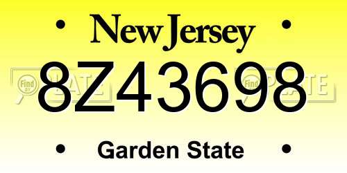 8Z43698 New Jersey License Plate