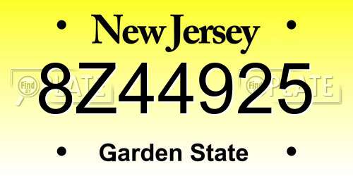 8Z44925 New Jersey License Plate
