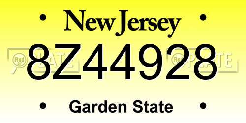8Z44928 New Jersey License Plate