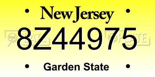 8Z44975 New Jersey License Plate