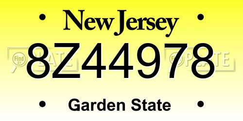8Z44978 New Jersey License Plate