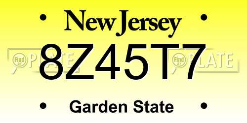 8Z45T7 New Jersey License Plate
