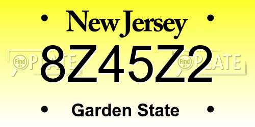 8Z45Z2 New Jersey License Plate