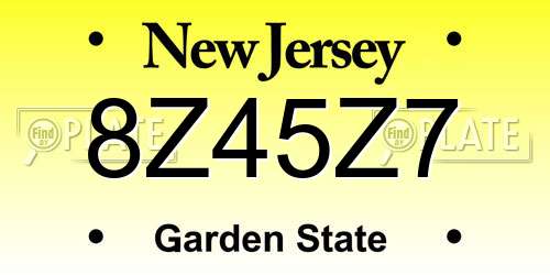8Z45Z7 New Jersey License Plate