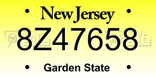 8Z47658 New Jersey License Plate