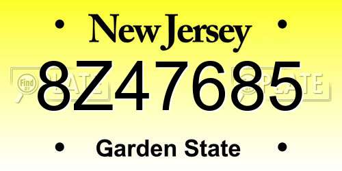 8Z47685 New Jersey License Plate