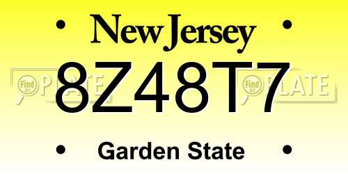 8Z48T7 New Jersey License Plate