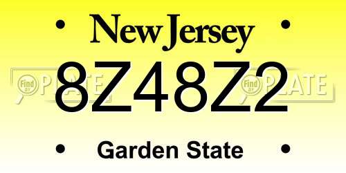 8Z48Z2 New Jersey License Plate