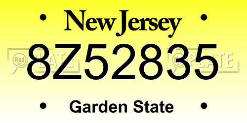 8Z52835 New Jersey License Plate