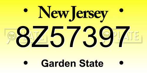 8Z57397 New Jersey License Plate