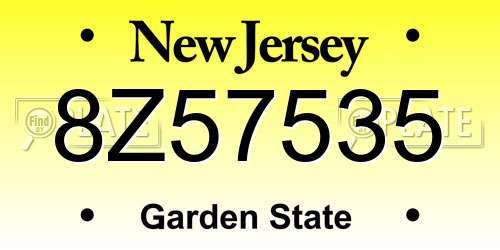 8Z57535 New Jersey License Plate
