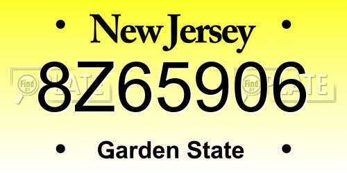 8Z65906 New Jersey License Plate
