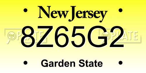 8Z65G2 New Jersey License Plate
