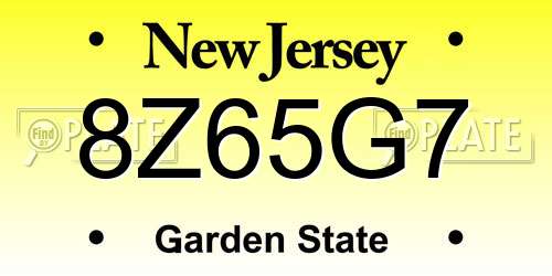 8Z65G7 New Jersey License Plate
