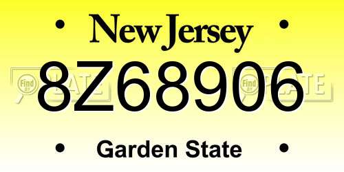 8Z68906 New Jersey License Plate