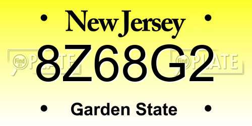 8Z68G2 New Jersey License Plate