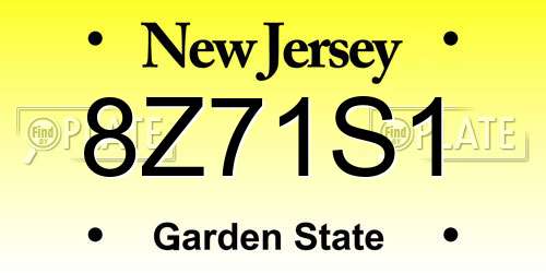 8Z71S1 New Jersey License Plate