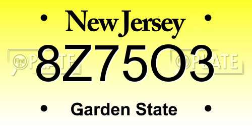 8Z75O3 New Jersey License Plate