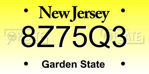8Z75Q3 New Jersey License Plate