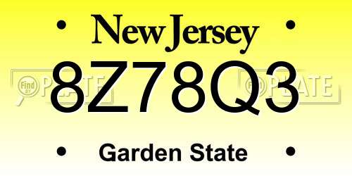 8Z78Q3 New Jersey License Plate
