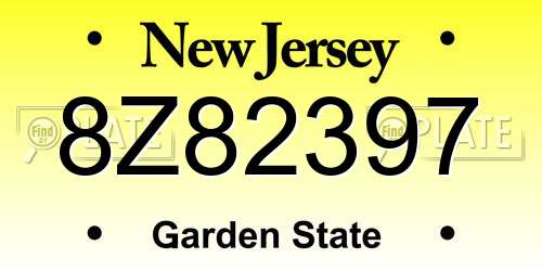 8Z82397 New Jersey License Plate